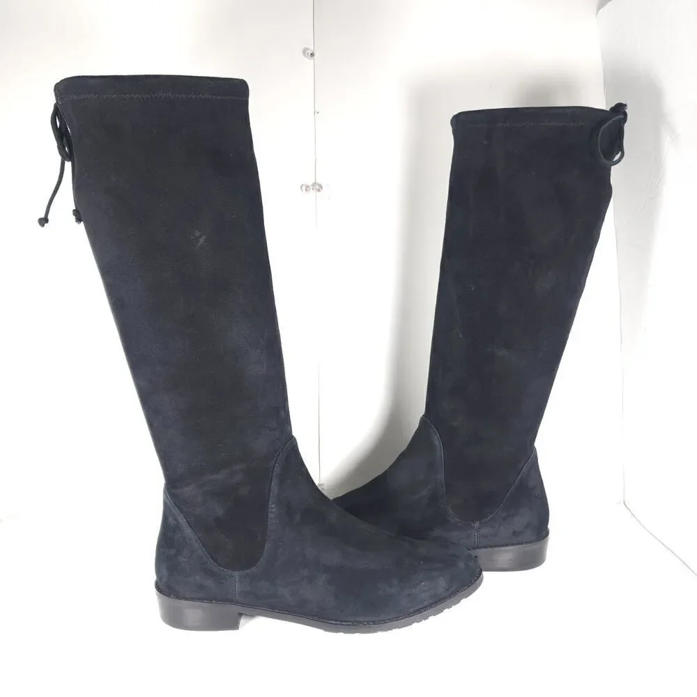 Stuart Weitzman Women's Lilene US 9 Black Suede Stretch Pull On Knee High Boots